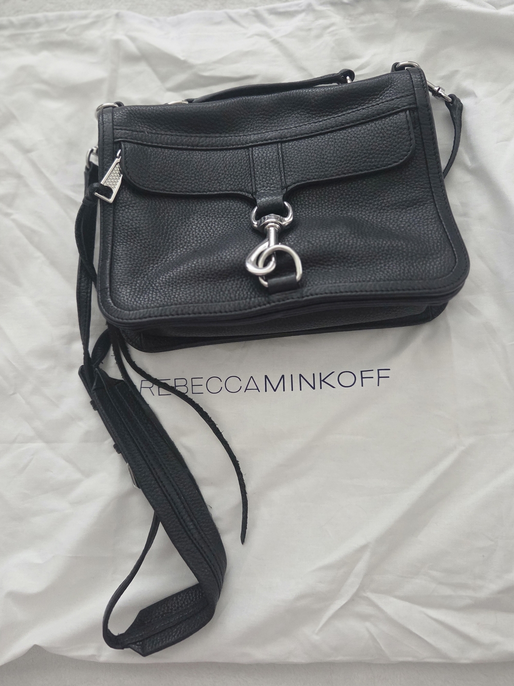 Rebecca Minkoff Black Pebbled Leather Mac Crossbody